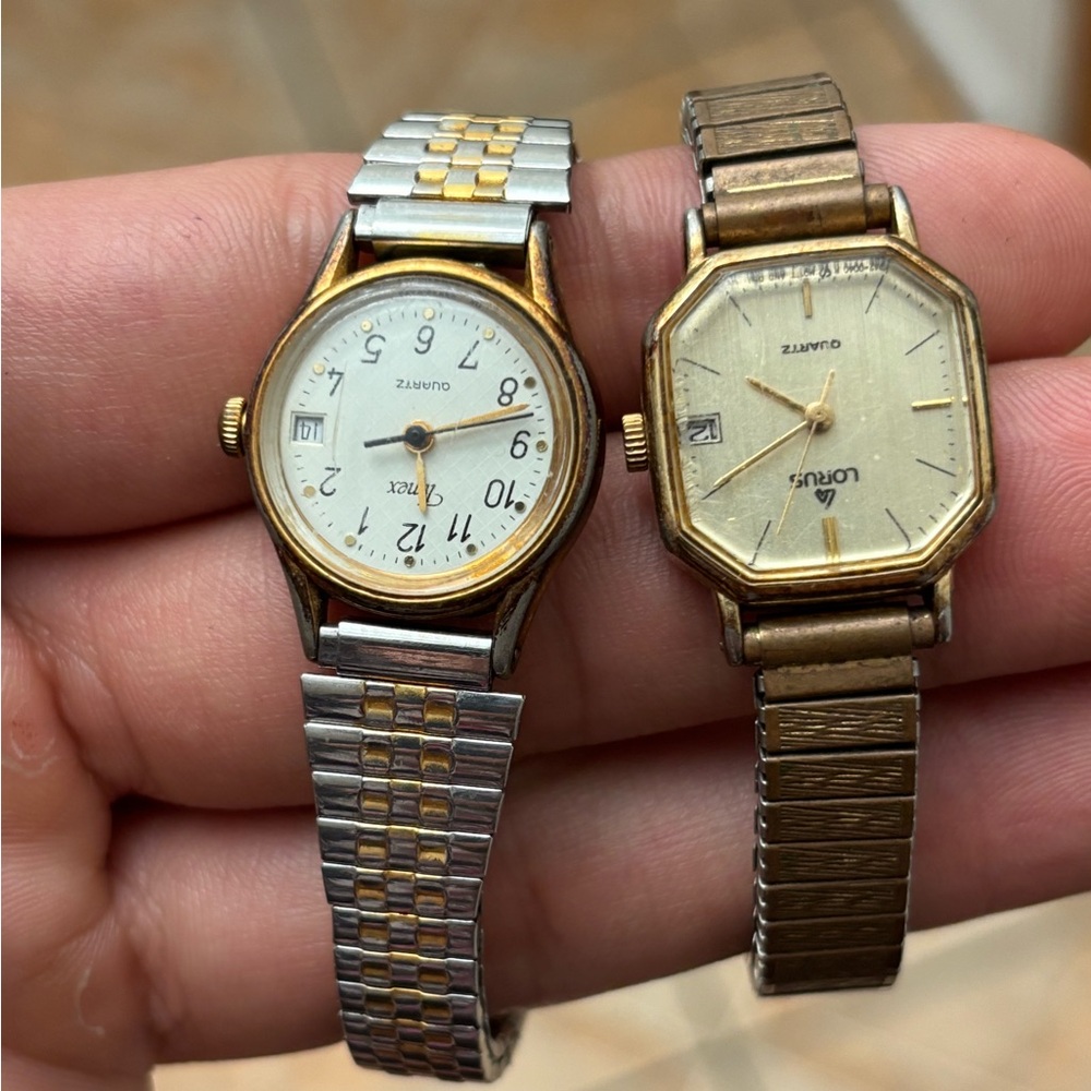 Gold and Silver Wearable Watch Set